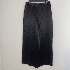 Theory black satin wide leg pants